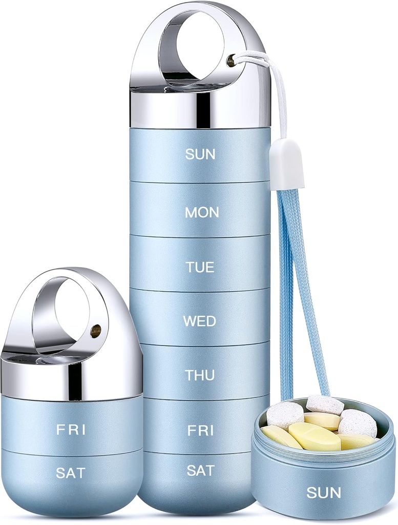 Zannaki Metal Travel Organizer, Prenosne vodoodporne tedenske tablete Box, Velika Aluminum Alloy Pill Case Container, BPA brezplačno 7 Daily Medicine Organizator Imetnik za vitamine, ribje olje, Dopolnilo