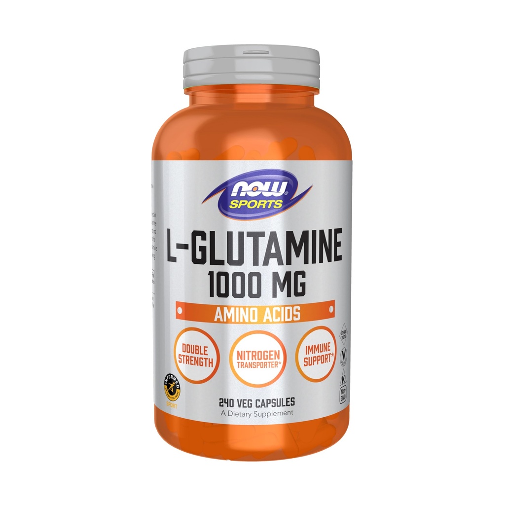 NOW Sports Nutrition, L-glutamin, dvojna jakost 1.000 mg, aminokislina, 240 Veg kapsule