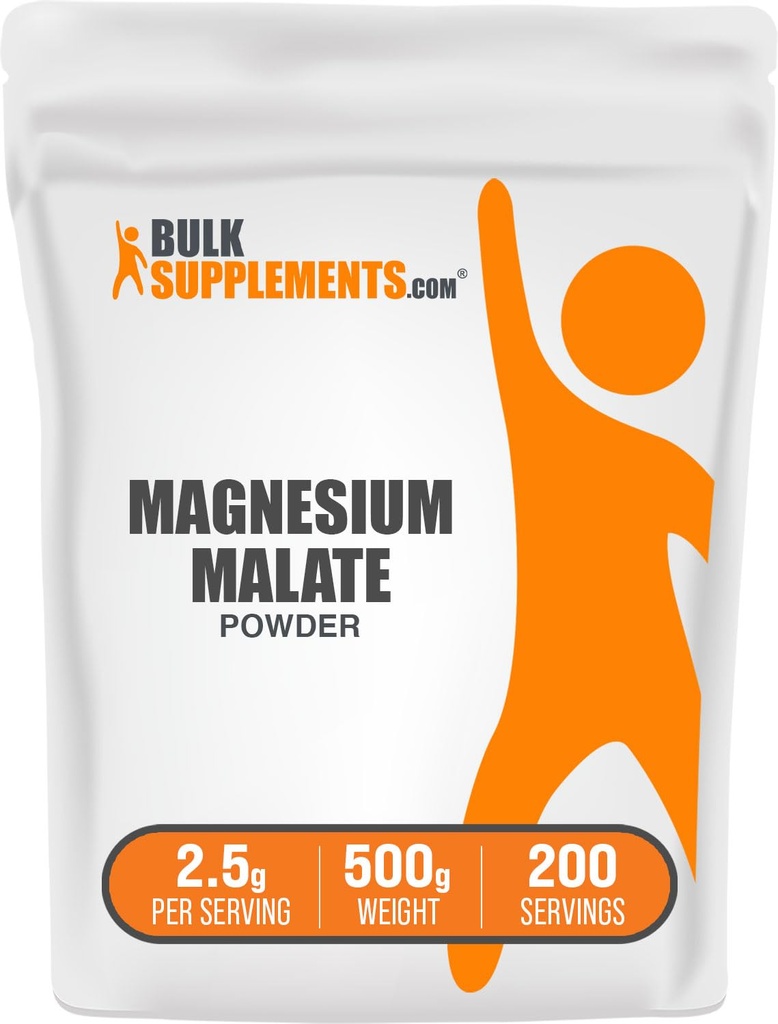 BulkSupplements.com Magnezijev malat v prahu - Magnezijev dodatki, Visoka Bioavailabilty - Unflavored & Gluten Free, 2.5g na Serving, 500g (1,1 lbs) (Pack of 1)