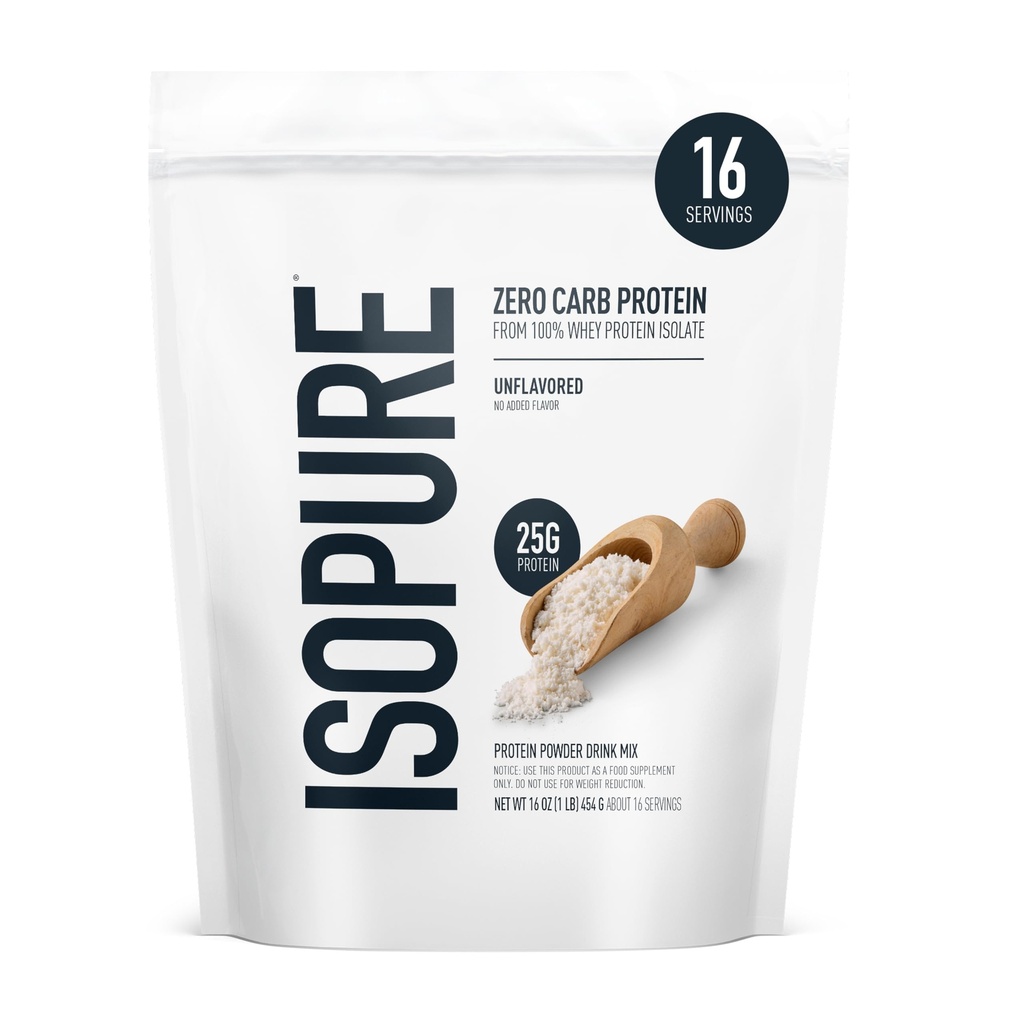 Izopura Zero Carb 100% čisti sirotkini izolati beljakovin v prahu, laktoza brez glutena, z vitamini, brez arome, 25g proteini na serviranje, 1 Lb, 16 Serving (Packageing May Vary)