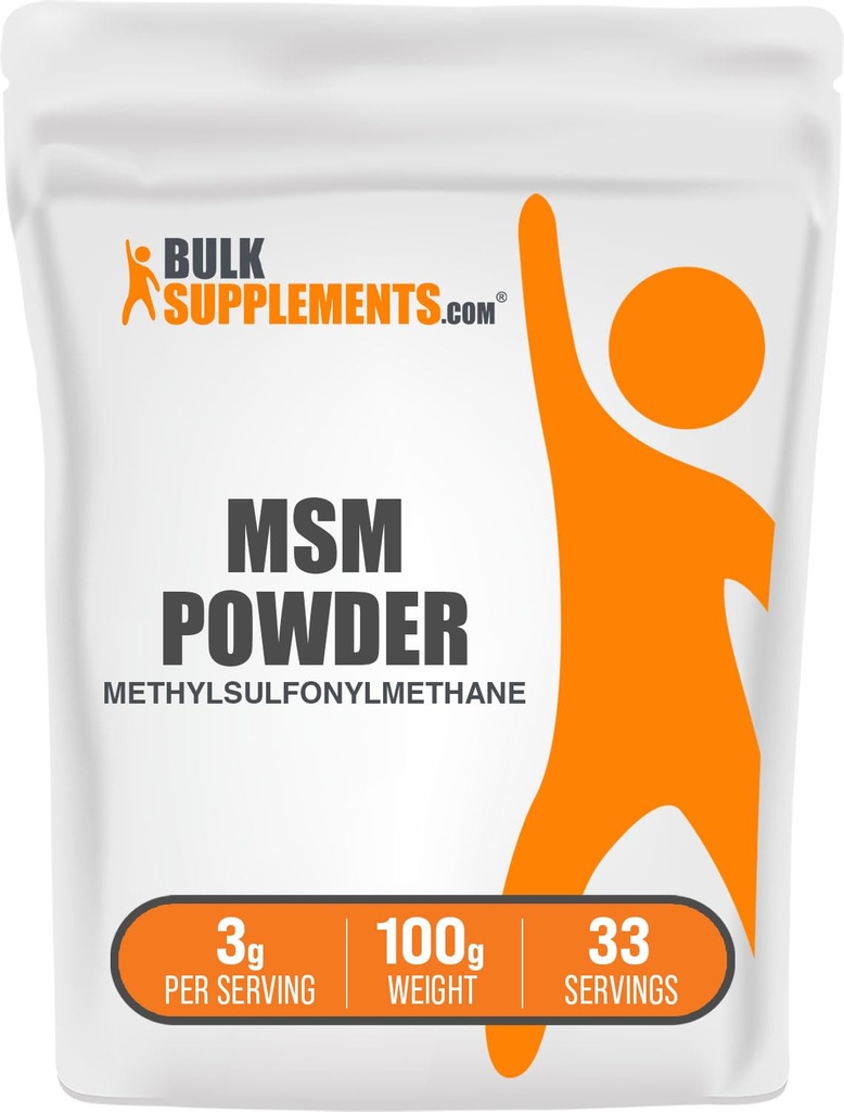 BulkSupplements.com MSM Powder - Metilsulfonilmetan, MSM dodatek, prehranska dopolnila - Gluten Free, 3g na Serving, 100g (3.5 oz) (Pack of 1)