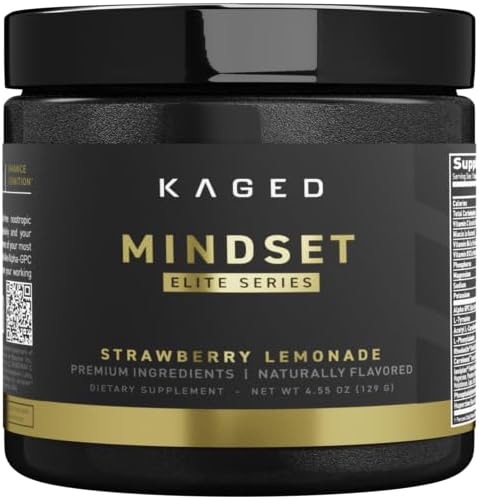 Kaged Nootropic Mindset Elite, Fokus in produktivnost dodatek, Stimulant brezplačno, Podpira delovni spomin, Fokus, in Mood*, Jagodna limonada - 30 Servings