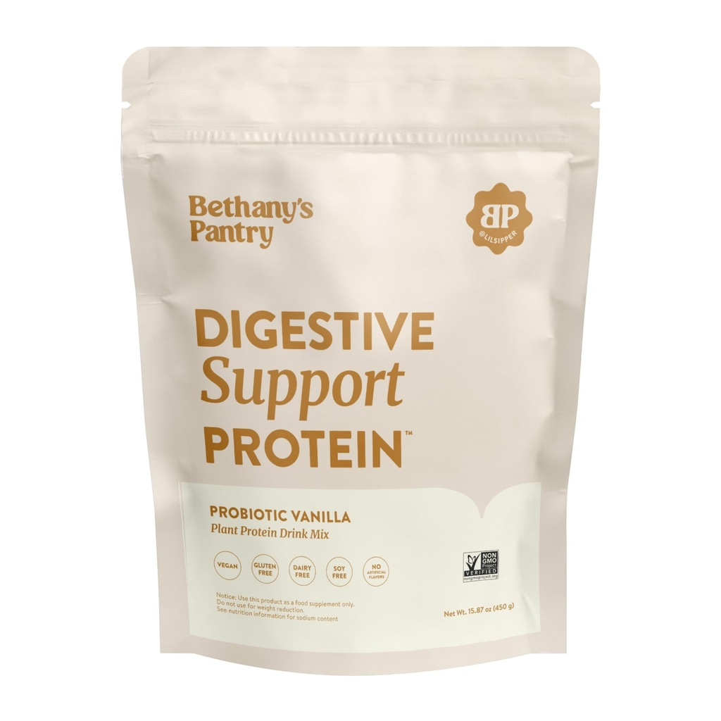 Nuzest Bethany's Santry Digestive Support Protein - Probiotiki za digestivno zdravje – Čisti lean Protein - Premium Vegan Pea Protein Powder – rastlina - 20 Serving, 1 funt (Pack of 1) - Vanilla