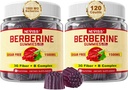 NEVISS Berberine Dodatek 1500mg, AMPK Activator s 3G Prebiotic Fiber, B1 B3 B6, Sladkor brez Berberine HCL Gumies za ženske in moške - podpira imunski sistem, Prebavne, 2pack 120 Cts