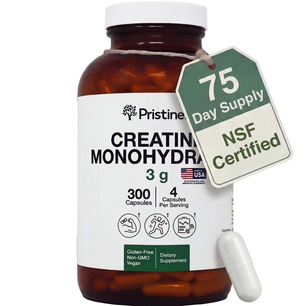 Kreatin Monohidrat kapsule za ženske in moške - NSF Certified 75 Day Supply 3G tablete za kreatin za ženske - Kognitivna & Athletic Performance Support - Izboljšana recovery steklena steklenica