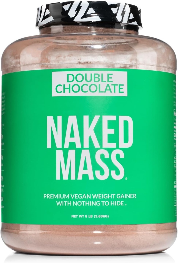 Naked Veganska masa - Double Chocolate Hujšanje Gainer - 1.260 Kalorije, 50G beljakovine, nič Umetni, Vse naravne čokoladne beljakovine v prahu, Ne-GMO, Soy & Gluten brezplačno - 8LB razsutem stanju - 11 Servinges