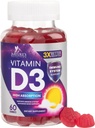 Vitamin D3 Gummy 5000 i.e. (125 μg) - prehranski vitamini D dodatek za ženske in moške - kost, zobje, mišična in imunska zdravstvena podpora, visoka jakost VIT D3 Brez GMO in glutena - 60 Gumijev