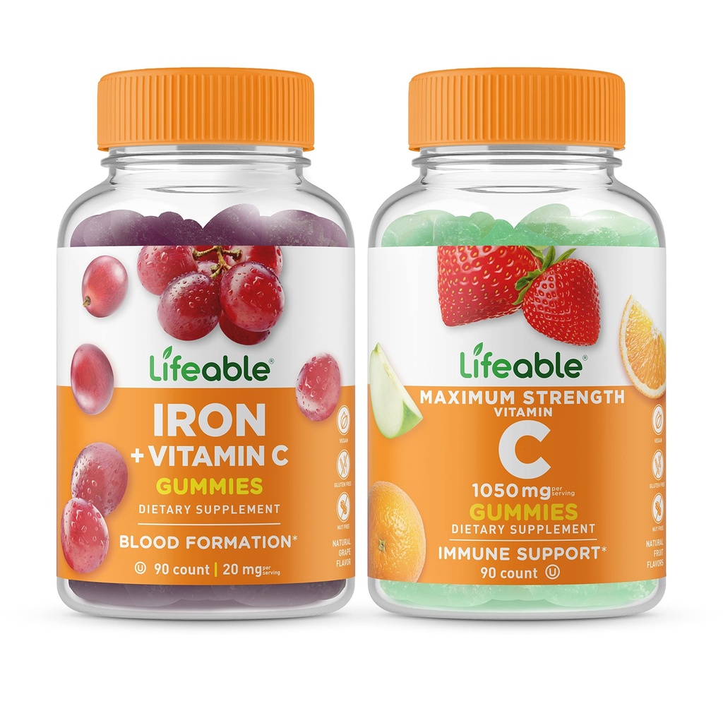 Življenjski likalnik z vitaminom C + vitaminom C 1050mg, Žvečilni gumi - odličen okus, vitaminski dodatek, Gluten brezplačno, GSO brezplačno, Žvečljivi gumi