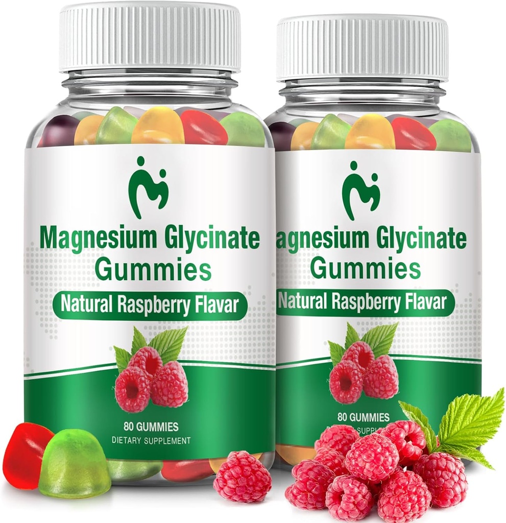 Magnezij Glycinate Gumies za odrasle in otroke, 2 paketi žvečljivi Calm Magnezij Gumies za spanje, Magnezij Glycinate 400mg, Stres & mišice Relief, Magnezij Kalij dodatek
