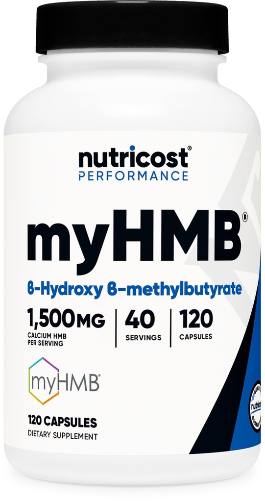 Nutricost myHMB Kapsule 1.500MG Kalcijev HMB na serviranje, 120 kapsul, 40 serviranja - linija učinkovitosti, kalcijev B-hidroksi B-metilbutirat monohidrat
