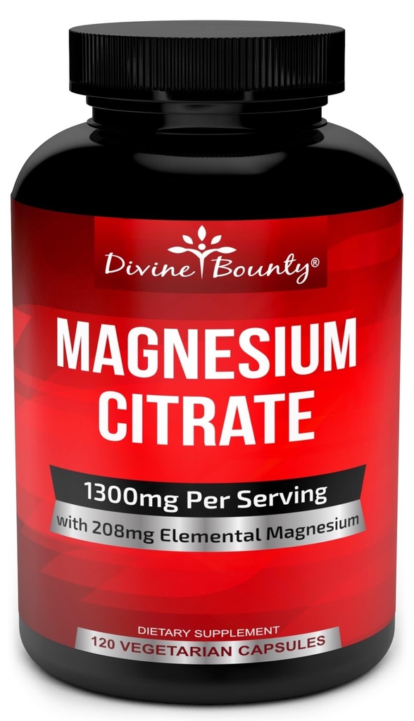 Čisti magnezijev citrat Kapsule - 1300mg Magnezij dodatek z elementarnim magnezijem - 120 vegetarijanske kapsule