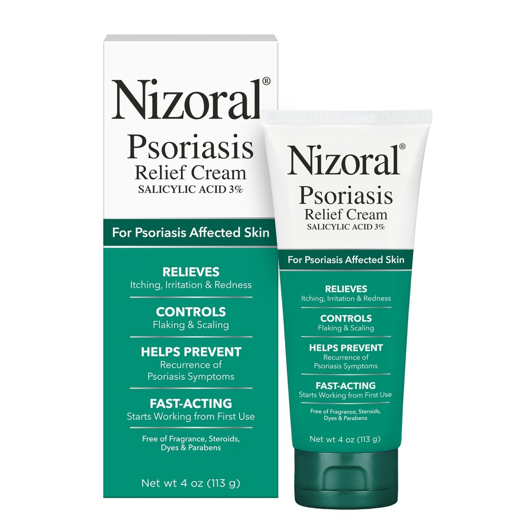 Nizoralna psoriaza Relief krema- Olajša srbenje, draženje in rdečina in kontrole Flaking in skaling z največjo močjo medicina (Salicilna kislina 3%), 4 Fl Oz