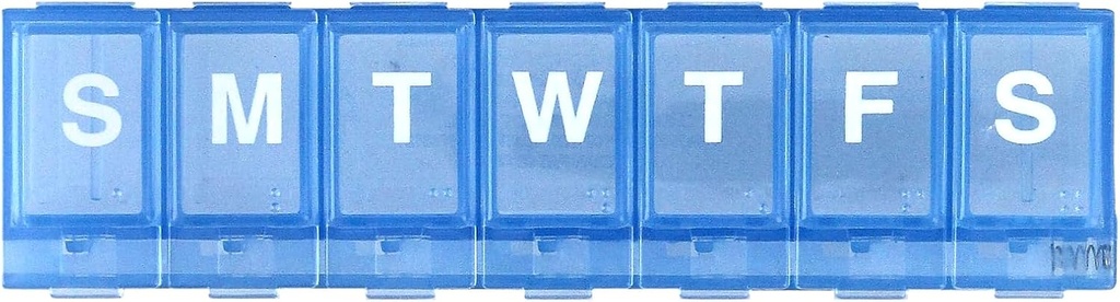 EZY DOSE Weekly (7-Day) Planner tablete, Medicine Case, Vitamin Organizator Box, Majhno zaklepanje Kompartmenti za varno zdravljenje recepta in preprečevanje nenamerno prelivanje, modra
