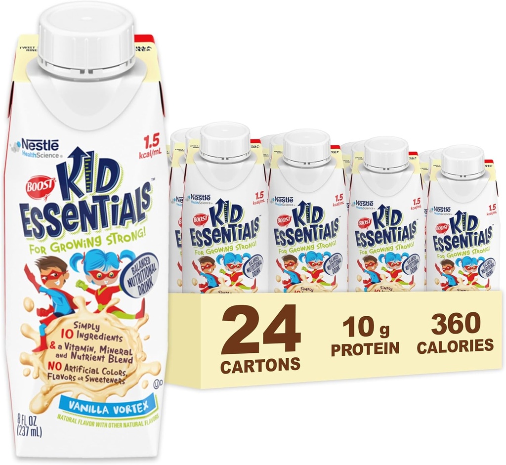 BOOST KID ESSENTIALS 1.5 Uravnotežena hranilna pijača za otroke, Vanilla Vortex, 24 Count
