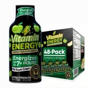 Vitamin Energy Workout+ Ekstra moč Energija Shot Sour Apple 48 Pack, 260mg Naravni kofein, Pred-workout, B-Vitamini, Minerali, vzdržljivost in zmogljivost, Nič sladkorja, Gluten-free, Vegan, 1,93 fl oz