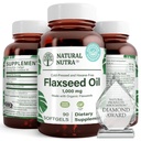 Naravna Nutra organsko laneno olje Mehkužci, Spodbuja rast las, Pomoč pri izgubi teže, Pomaga povečati imunski sistem, Spodbuja zdravo živčevje in rast las, Omega 3 6 9, 1000 mg, 90 Softgels
