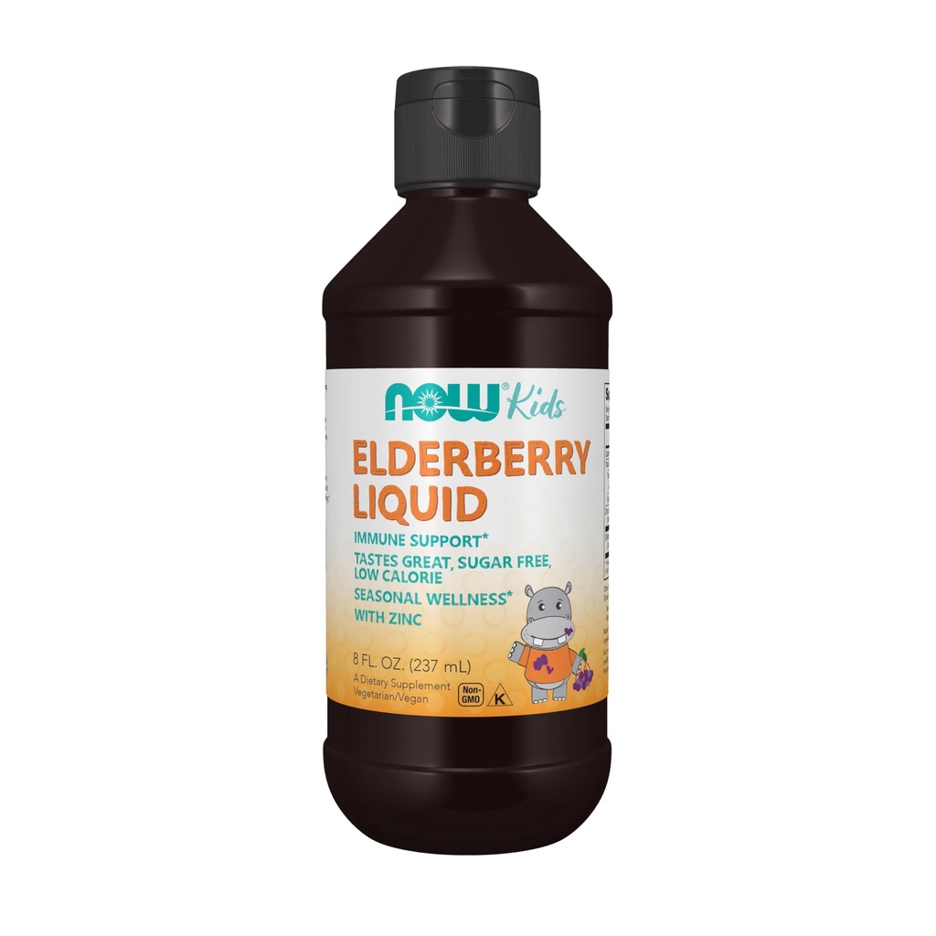 Zdaj dodatki, Liquid Elderberry za otroke z cinkom in Astragalus, Imunska podpora*, 8-Ounce, pakiranje lahko različne