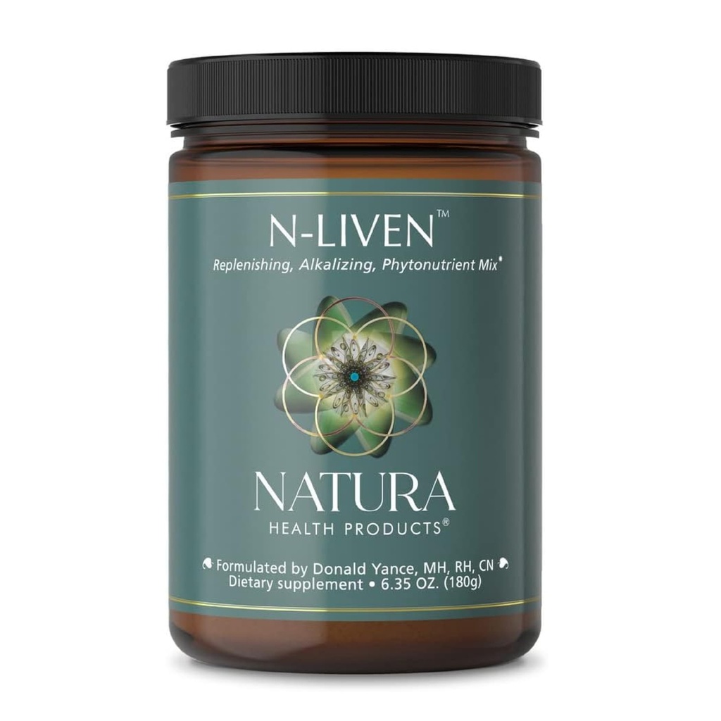 Natura Health Products N-liven Supplement - Organic Superfood Greens Powder Drink - Vključno Spirulina & klorofil - Premier Mešanica ječmenove trave, Kale, Spinach, Goji Berry, Raspberry (180 Grams)