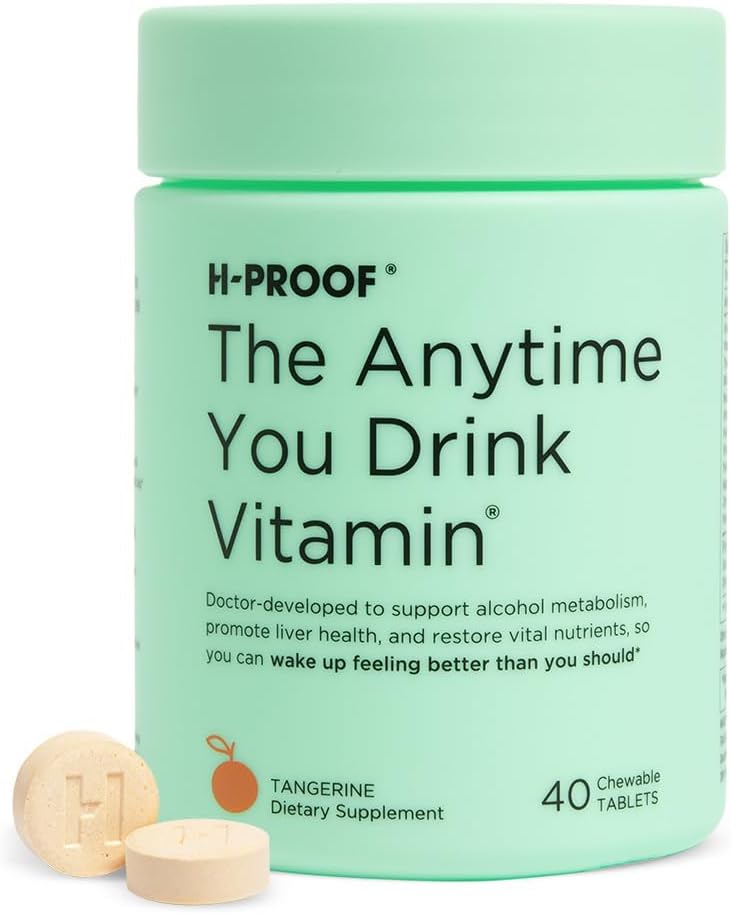 H-PROOF Kadarkoli pijete vitamine, jetra zdravje in imuniteta podpora z elektroliti, Mlečni osat, in vitamini B & C - 40 Žvečljive tablete (20 Serving), Vegan, Tangerine