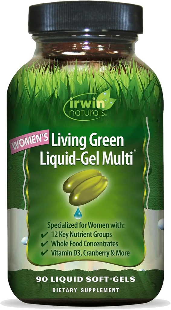 Irwin Naturals Women's Living Green Liquid-Gel Multi - 120 tekoči softgels - Vključuje 70 Essential Nutrients, Vitamini in minerali