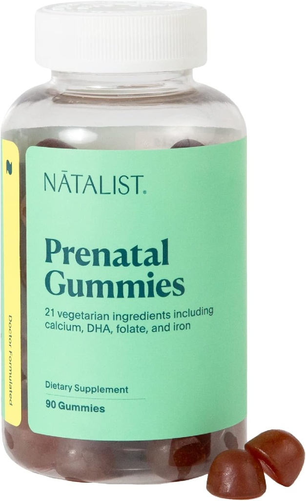 NATALIST Prenatal Gumies za njeno dnevno predkoncepcijo in nosečnost Formula Ženske multivitamine + DHA Omega-3 iz Algae - mešane Berry, Vegetarian, Gluten-free, Non-GMO - 90 Count