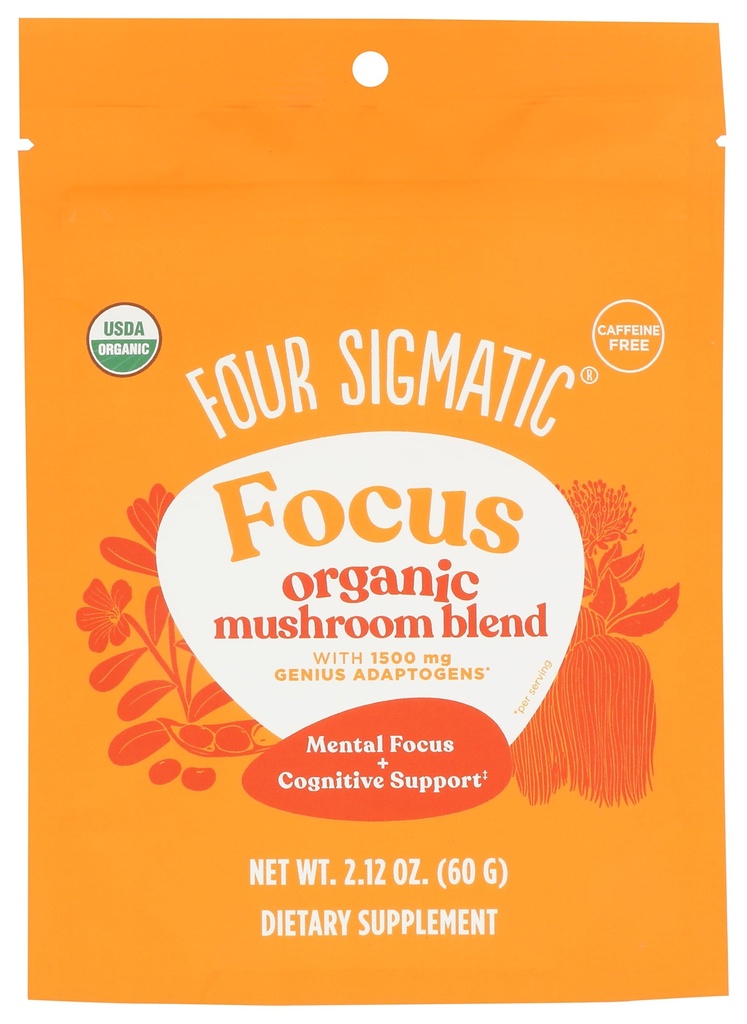 Štiri sigmatična fokusna mešanica 7 superživilska mešanica Adaptogen Mešanica z levjo grivo, Cordyceps, Rhodiola, Bacopa & Mucuna 