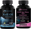 Antarktika Krill Oil 1600mg z Astaksantin 2mg in Irish Sea Moss Gummies 3000mg s črnim oljem semen in Ashwagandha 2000mg