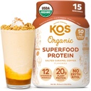 KOS Vegan Protein Powder, soljena kava iz karamele - beljakovinska mešanica z nizko vsebnostjo ogljikovih hidratov, organska rastlinska superhrana bogata z vitamini in minerali - Keto, mlečni izdelki - nadomestek za ženske in moške - 15