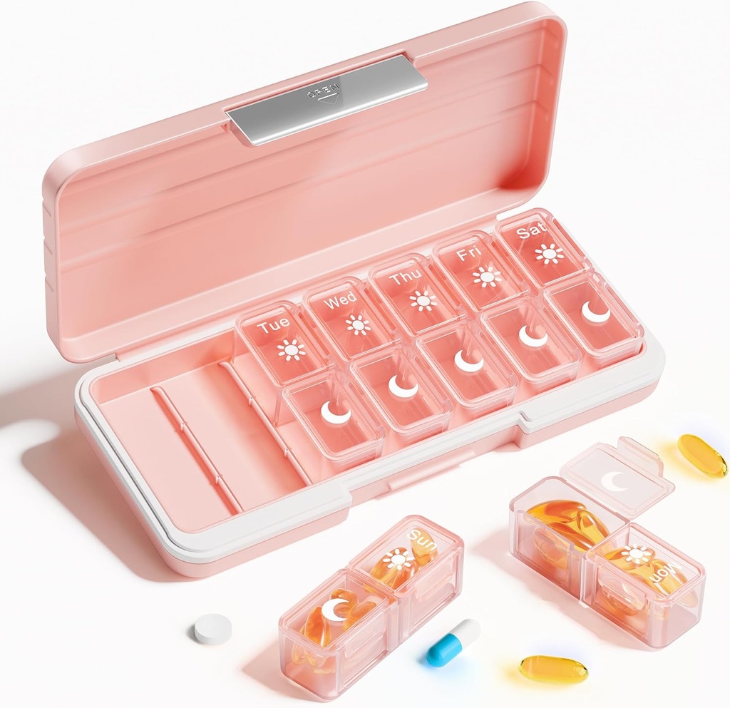 Betife AM PM tablete Organizator 2 krat na dan, 7 Day tabletke Box tedenske tablete Organizator potovanje z ločenim vsebnikom, Prenosno dnevno Medicine Planner Dispenser Primer za vitamine, ribje olje, dodatki