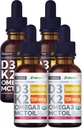 (4 pakiranja) Vitamin D3 K2 Kapljice Unflavored & Jagoda Flavor Bundle - Največja jakost Vitamin D Tekoči 5000 i.e. z MCT Olje Omega 3 - brez polnil, Ne-GMO Tekoči D3 za imuno podporo, 2 Fl Oz vsak