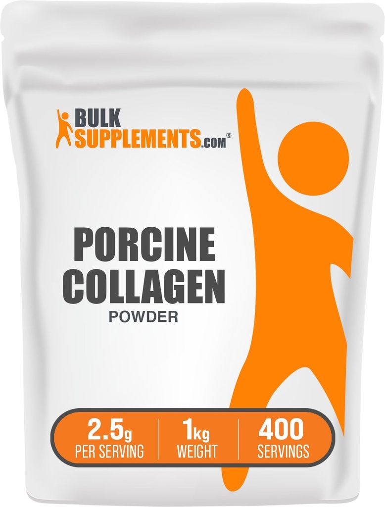 BulkSupplements.com Prašičji kolagen v prahu – hidroliziran kolagen, peptidi – brez glutena, 2500 mg na serviranje, 5 kg (11 funtov) (paka 5)