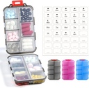 3 Pack 14 GRIDS potovalne tablete Organizator škatle z nalepkami - potovalna medicina Case Kit - žepni dnevni lekarna kontejner - Travel Medicina imetnik Dispenser za ribje olje Vitamin dopolnilo shranjevanje - Počisti