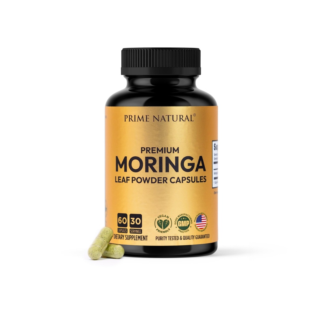 Moringa Powder kapsule - Pure Moringa Powder, Energy, Skin, Imuno & Gut Health Superfood, bogata z antioksidanti, Essential Vitamins & Amino Acids, Natural Green Superfood dodatek - 60 Count