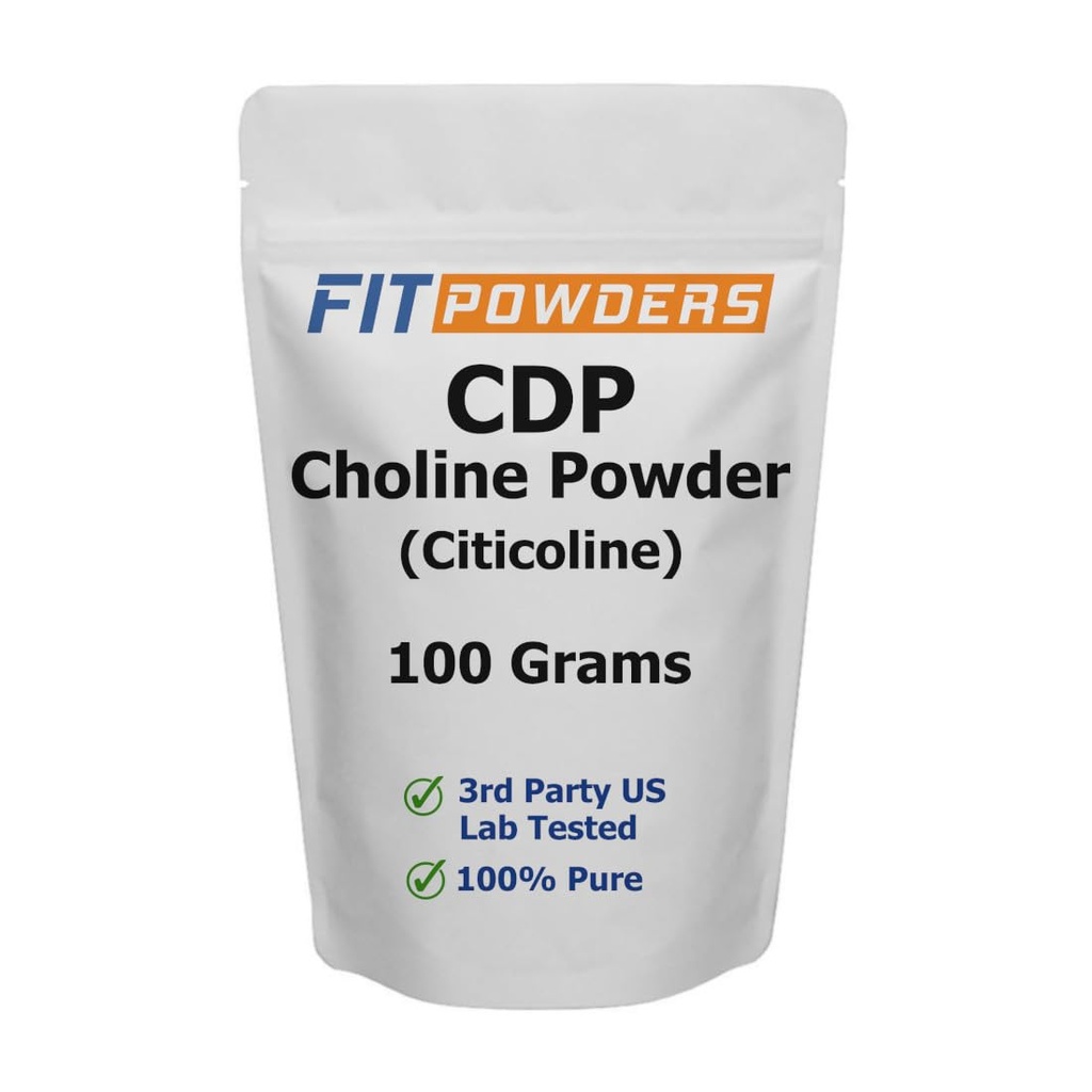 Citicoline prašek, CDP holin prašek Pure z Scoop, Non-GMO, Kognitivni dodatek za spomin in učenje (100 gramov)