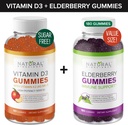 Brez sladkorja Vitamin D Gummies (60 Gummies) in Bezgove jagode (180 Gummies) – Imunska podpora paket, želatina-free, Gluten-free, vegetarijanski, Vse naravno, Velika degustacija