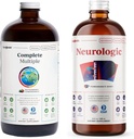 LIQUIDHEALTH Complete Multi Daily Multivitamin & Neurological Nootropic Liquid Vitamin Bundle za odrasle - povečanje imunske podpore, izboljšanje spomina, Fokus & Koncentracija - Vegan, Non-GMO, Made in ZDA
