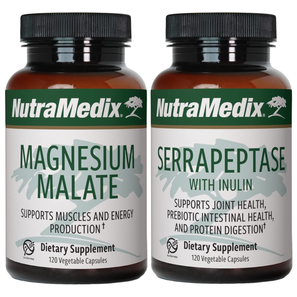 NutraMedix Fitnes Plan dopolnilo - Vključuje magnezijev malat za energijo in atletsko podporo in Serrapeptaza za skupno in mobilnost Wellness - Fitnes Podpora dodatki -2-Piece kapsule set