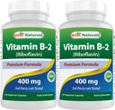 Najboljši naravni vitamin B2 (Riboflavin) 400mg - Migrena Relief - Veggie kapsule - Conezyme Precursor - 120 Count (120 Count (Pack of 2))