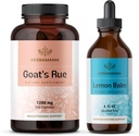 Rue in komplet za balzam za kozo HERBAMA - paket 1200 mg Kapsule za kozo in limonino balzam Tekoče kapljice 4 fl - Vegan, ne-GMO, sladkor in alkohol - 2 pakiranji