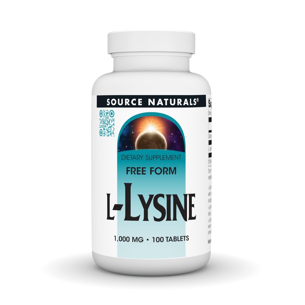 Vir Naturals L-Lysine Free Form, 1000 mg - Aminokisline dodatek podpira energijsko formacijo in kolagen* - 100 tablet