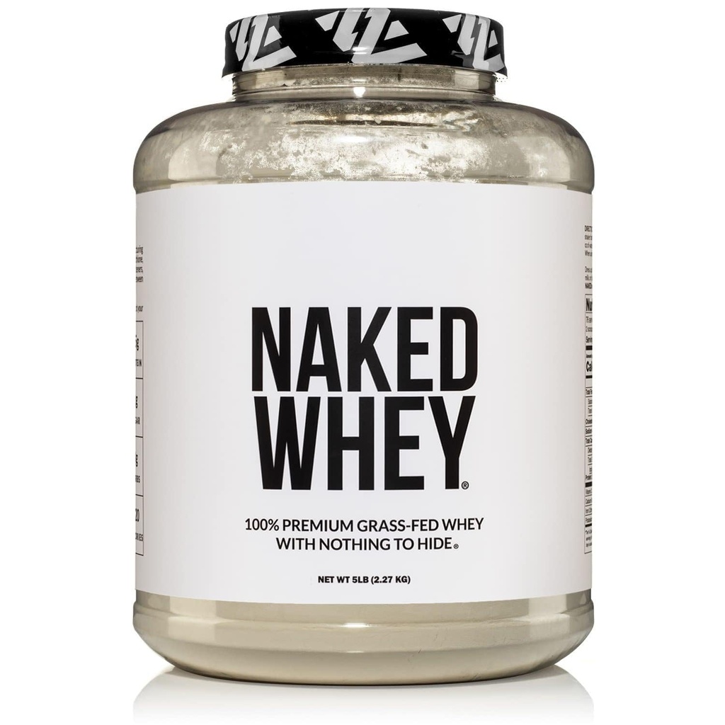 NAKED WHEY 5LB 100% Grass Fed Nearomated Whey Protein Powder - Samo 1 Sestavina, Nedenaturiran - Brez GSO, Soja ali Gluten - Brez konzervansov - Spodbujanje rast in okrevanje mišic - 76 Servisi