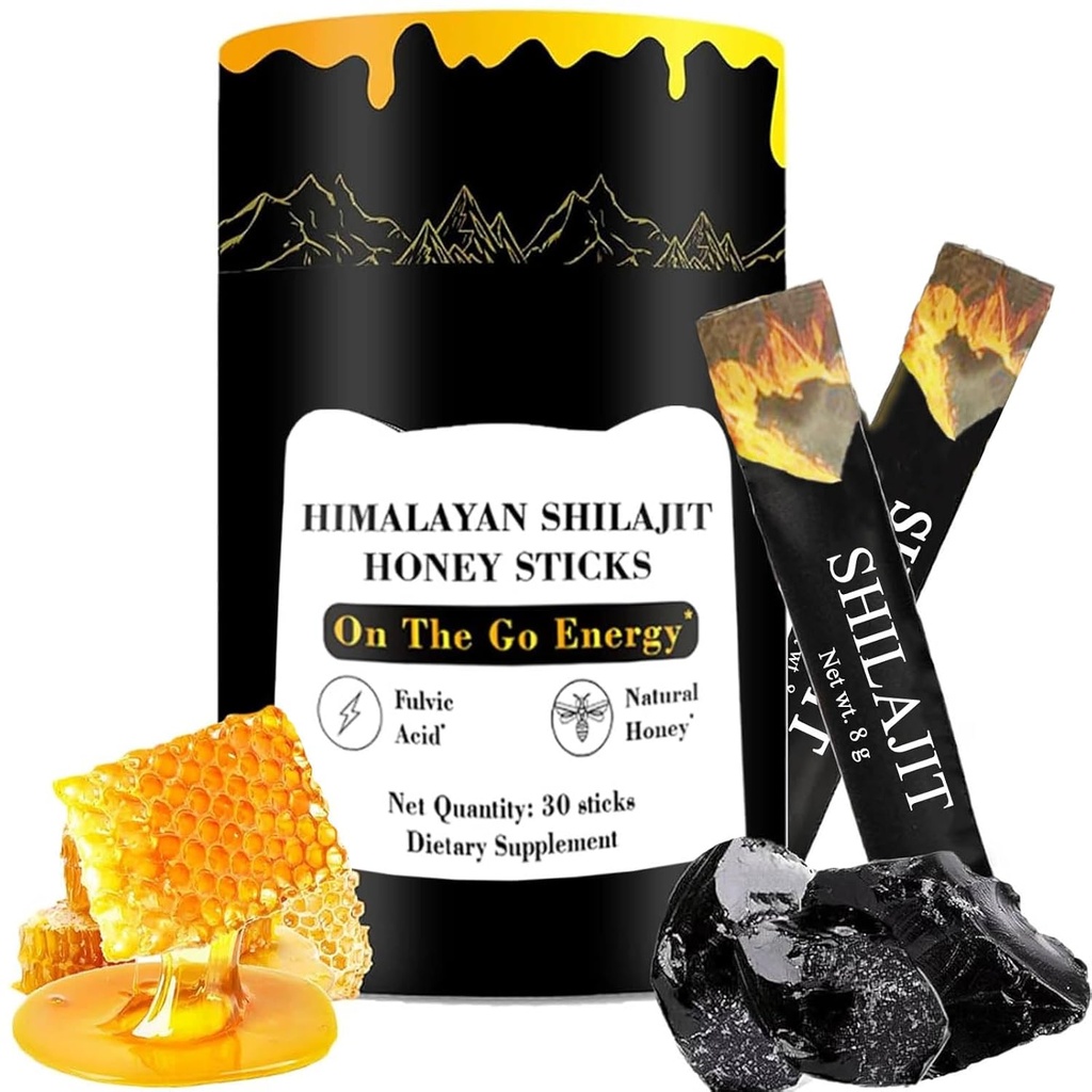 Shilajit Medene palice, himalajski Shilajit Medene palice, Čisti himalajski Resin, Med & Saffron, 30 Visoka absorpcijska palice za energijo, moč in kognitivna podpora