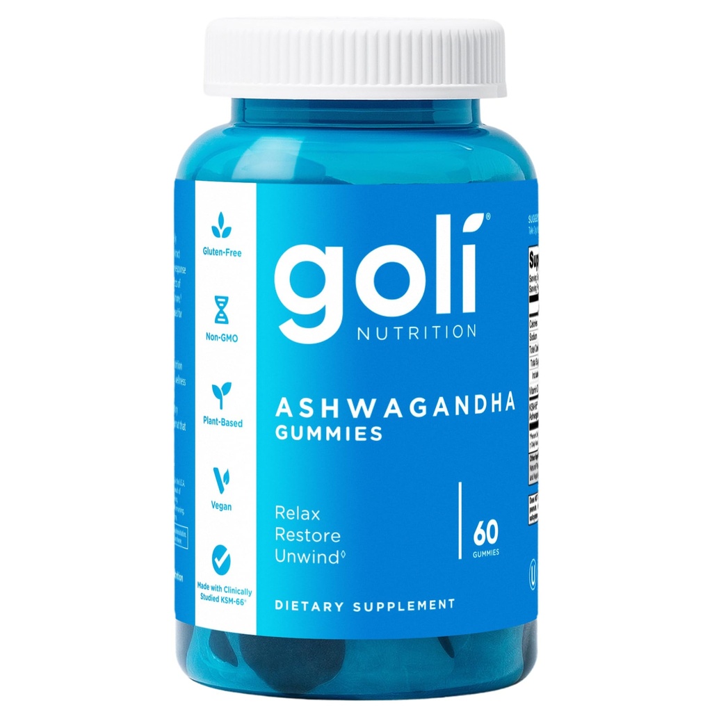 Goli Ashwagandha & Vitamin D Gummy - 60 Count - Mixed Berry, KSM-66, Vegan, Rastlinski osnovi, Non-GMO, Gluten-free & Gelatin Prosti sprostitev. Obnovi. Sproščeno, pakiranje po 1