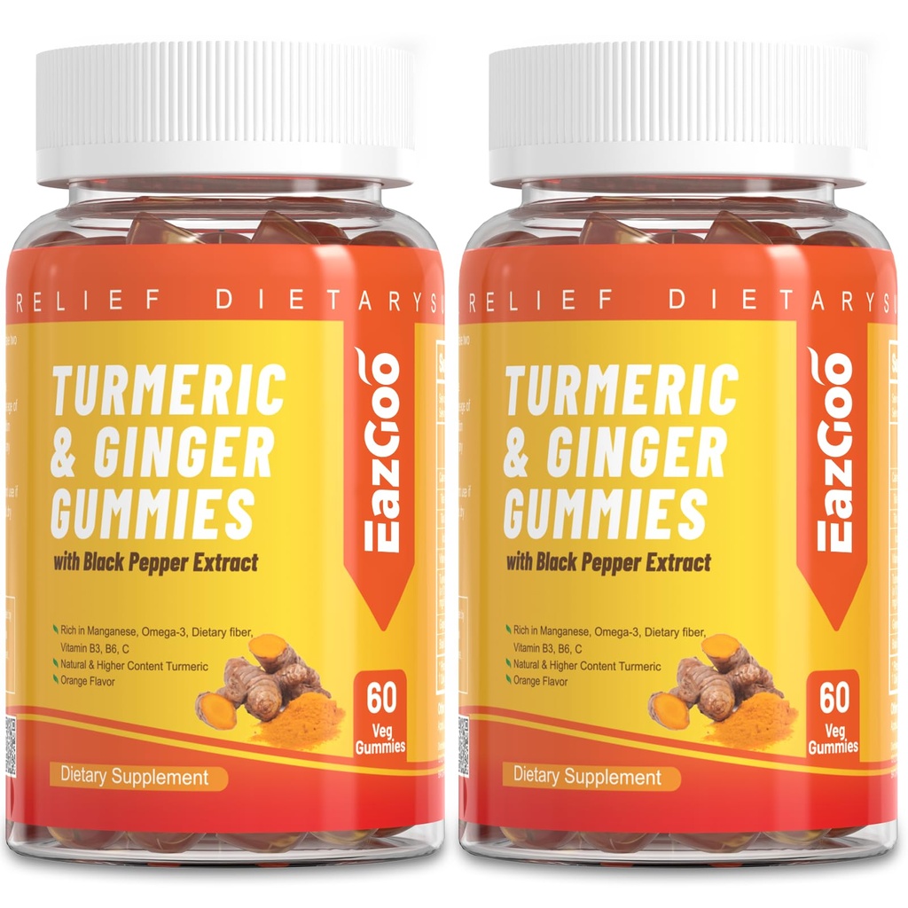 Kurkumin Gumies 500mg za odrasle, s črnim poprom, ingverjevo koreniko, vitaminom C, nizkosladkornimi jagodami, pomarančno aromo - 120 Counts