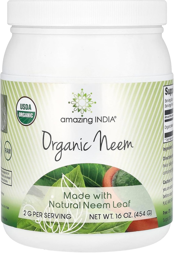Neverjetna Indija USDA Certified Organic Neem Powder (Non-GMO) 16oz - spodbuja čiščenje krvi, zdravo imuniteto in zdravo kožo