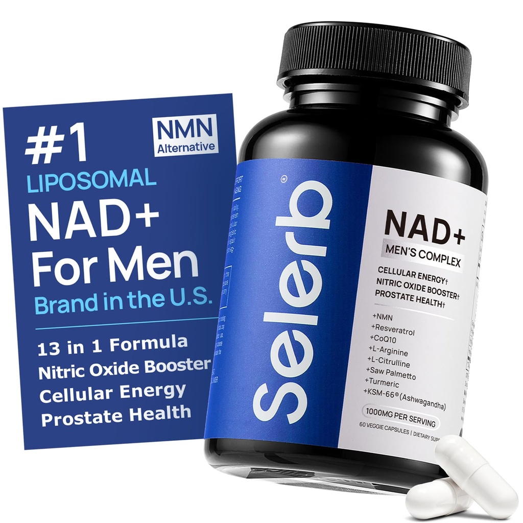 NAD+ Dodatki za moške – Dušikov oksid Prostata zdravstvene dopolnila za moške z Resveratrol, CoQ10, L Citrulin in likopen za anti-Aging, Stamina & Celularna energija Podpora 60 Kapsule