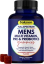 Prehrana sakuonov Moški multivitaminski gumiji s probiotiki in prebiotiki, odrasli multivitaminski A, C, D, E, B & More, Podpora Imuni, Energija, Zdravje, 60 Število