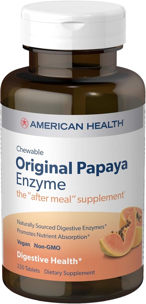 Ameriški izdelki za zdravje - Original Papaya Enzyme, 250 žvečljivih tablet