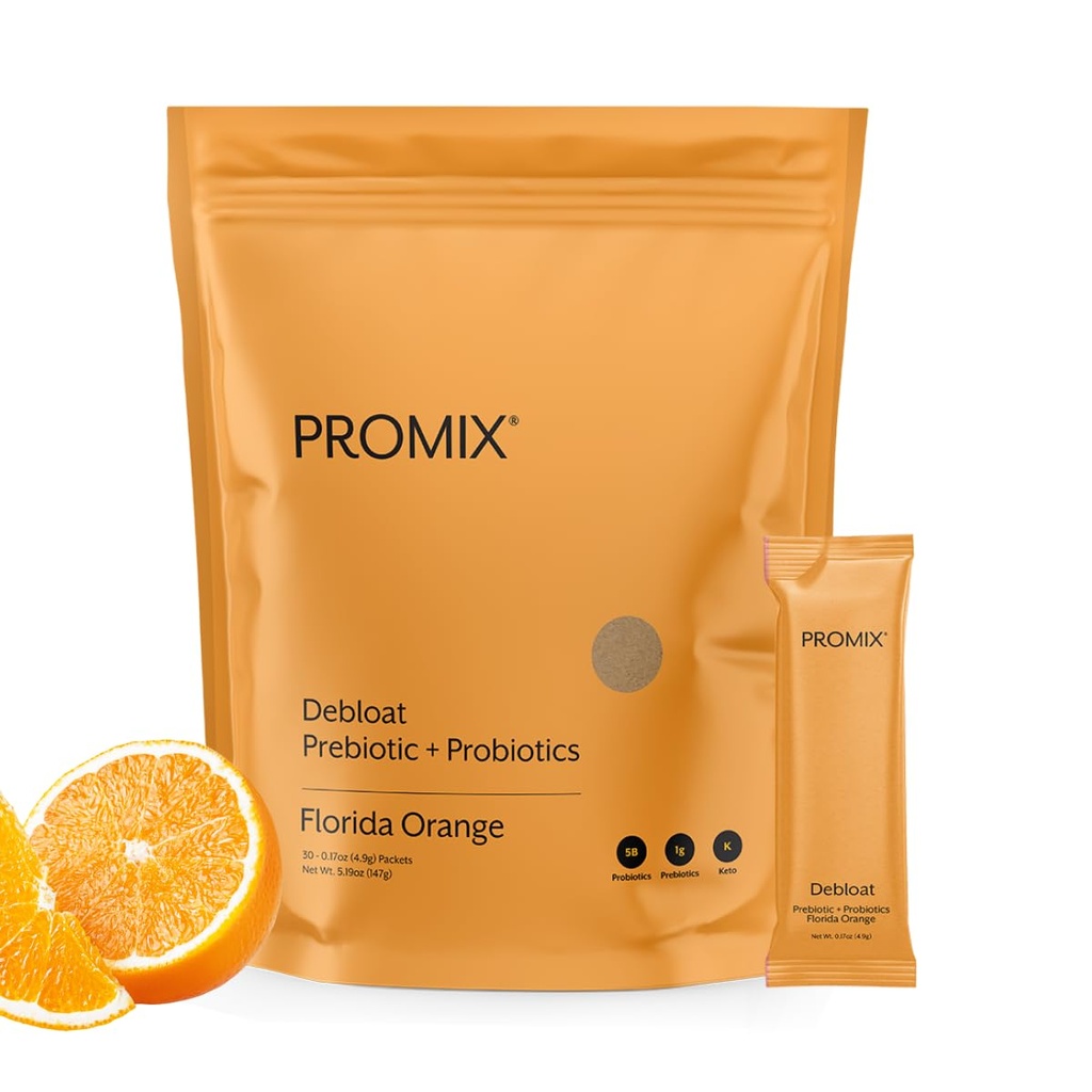ProMix Nutrition Debloat Prebiotiki in probiotiki z Baobab - bogata z vitaminom C, napihnjenost, imunske podpore - Orange - 30 Servings (Pack of 30)