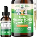 Nature Craft Kids Vitamin D3 K2 Kapljice - Organski vitamin D za otroke za močne kosti in sklepov - Dojenčki, Dojenčki & Toddler Imunska podpora Kapljice Tekoči dodatek - 60 ml steklenica